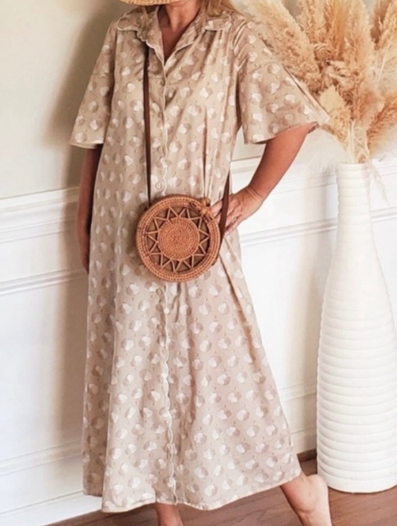 Tuckernuck Beige Seashell Midi Dress-Size XS