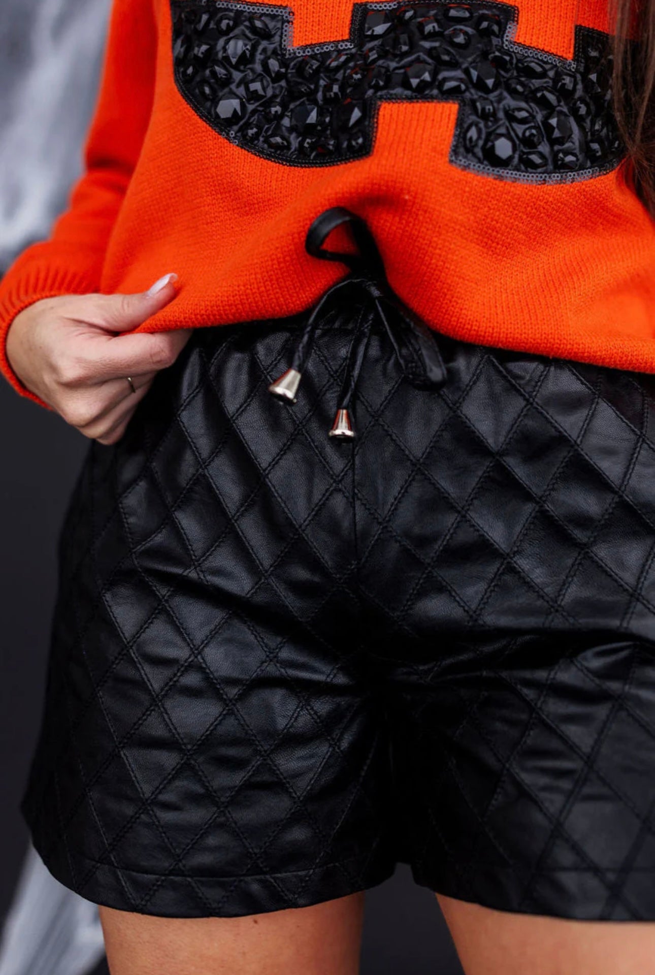 Brianna Cannon Vegan Leather Quilted Shorts