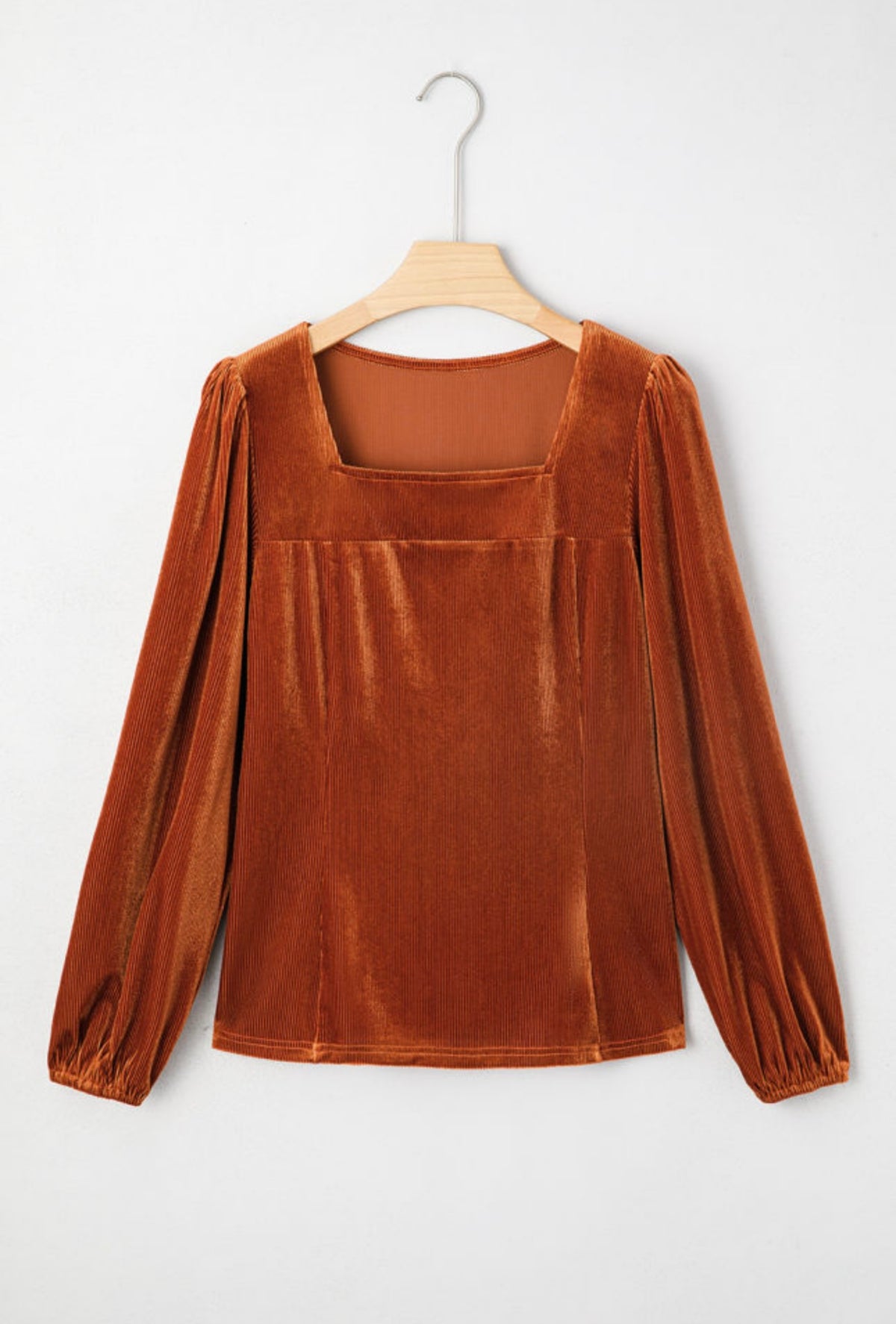 Rust Ribbed Velvet Blouse
