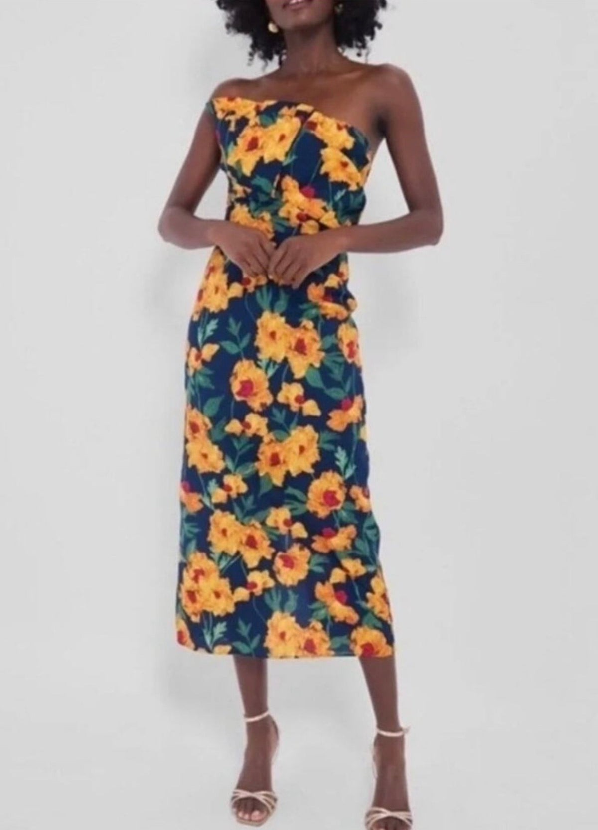 Tuckernuck Hyacinth House Margot Floral Navy Marigold Maxi Dress-Size Small