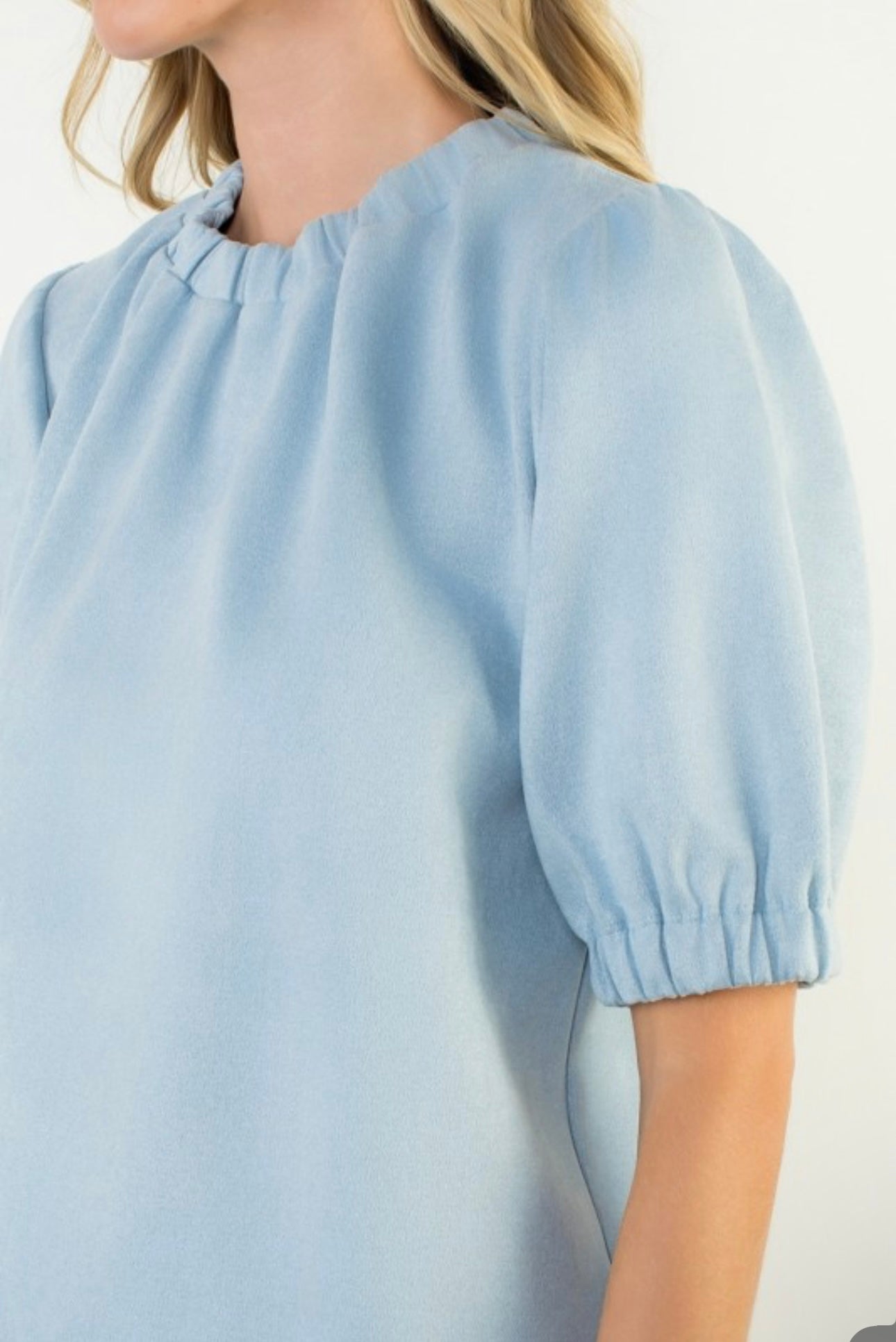 Light Blue Suede Top
