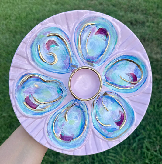 “Harvest of the Tide” Hand-Painted Gilded Oyster Plate