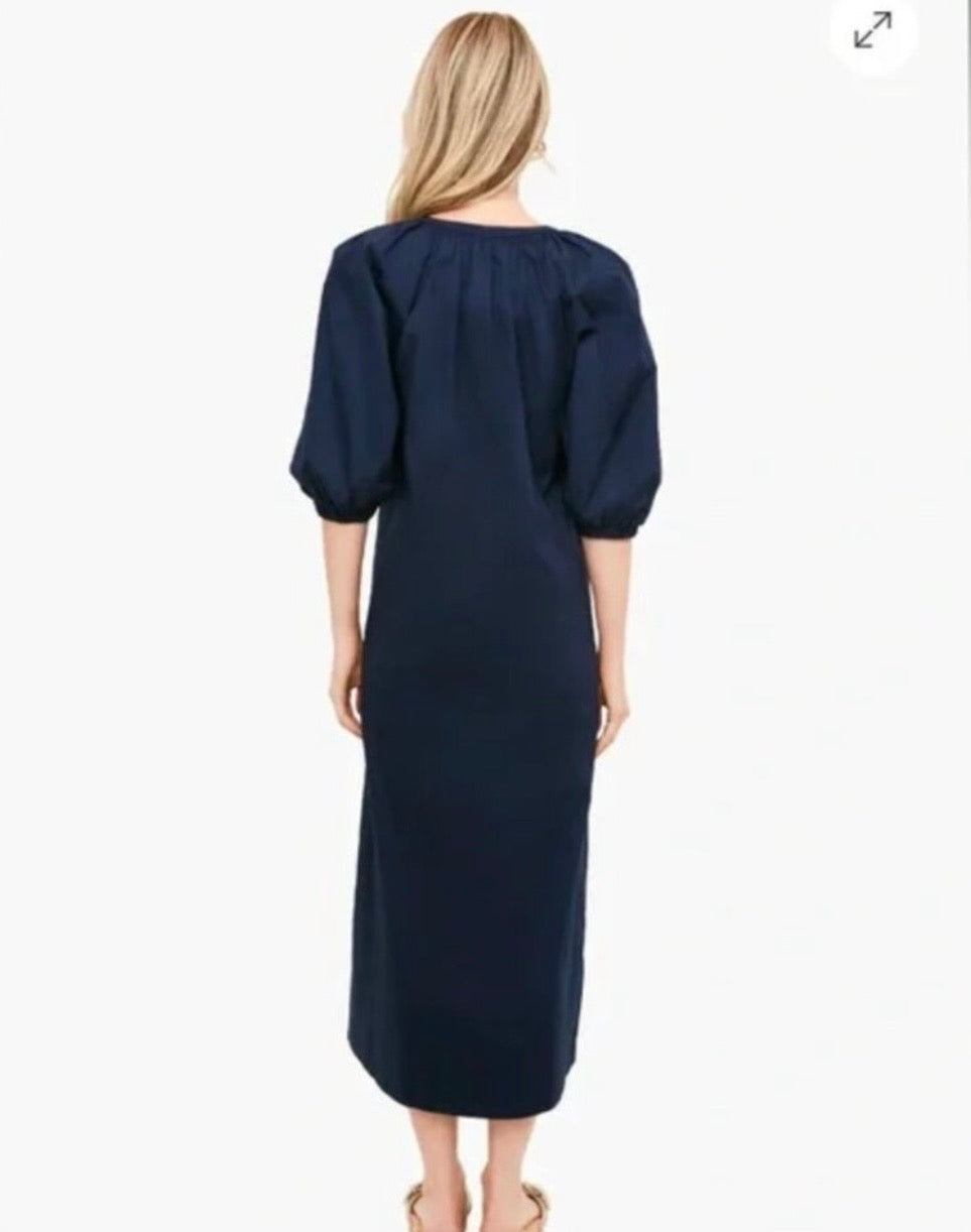 Tuckernuck Navy Embroidered Edda Midi Dress-Size XS