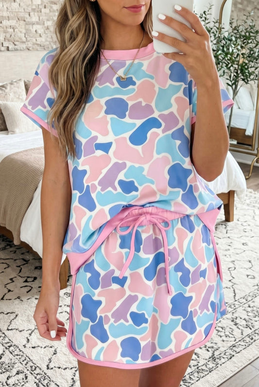 Pink Camo Skort Set