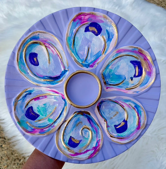 “Treasures of the Tide” Hand-Painted Gilded Oyster Plate