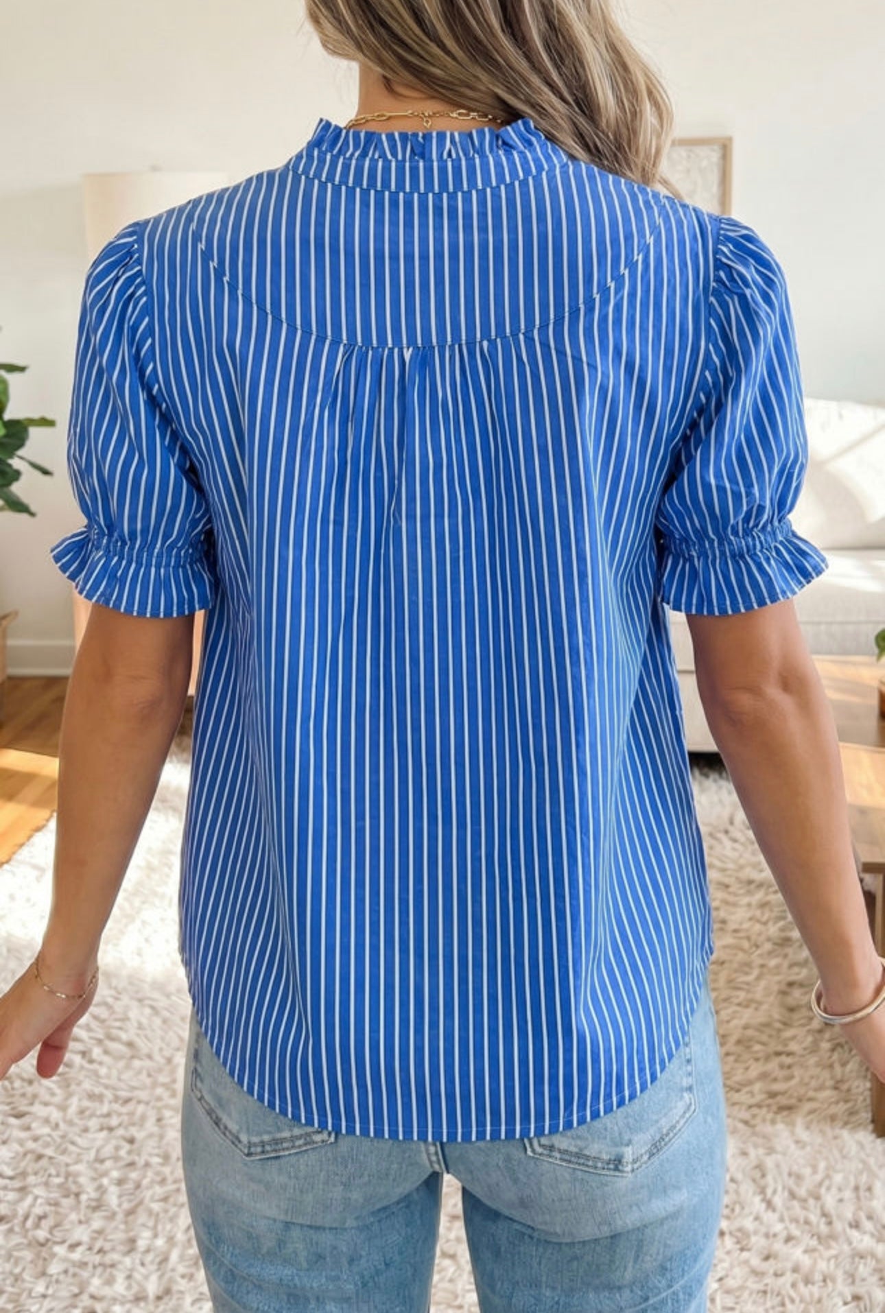 Striped Puff Sleeve Blouse