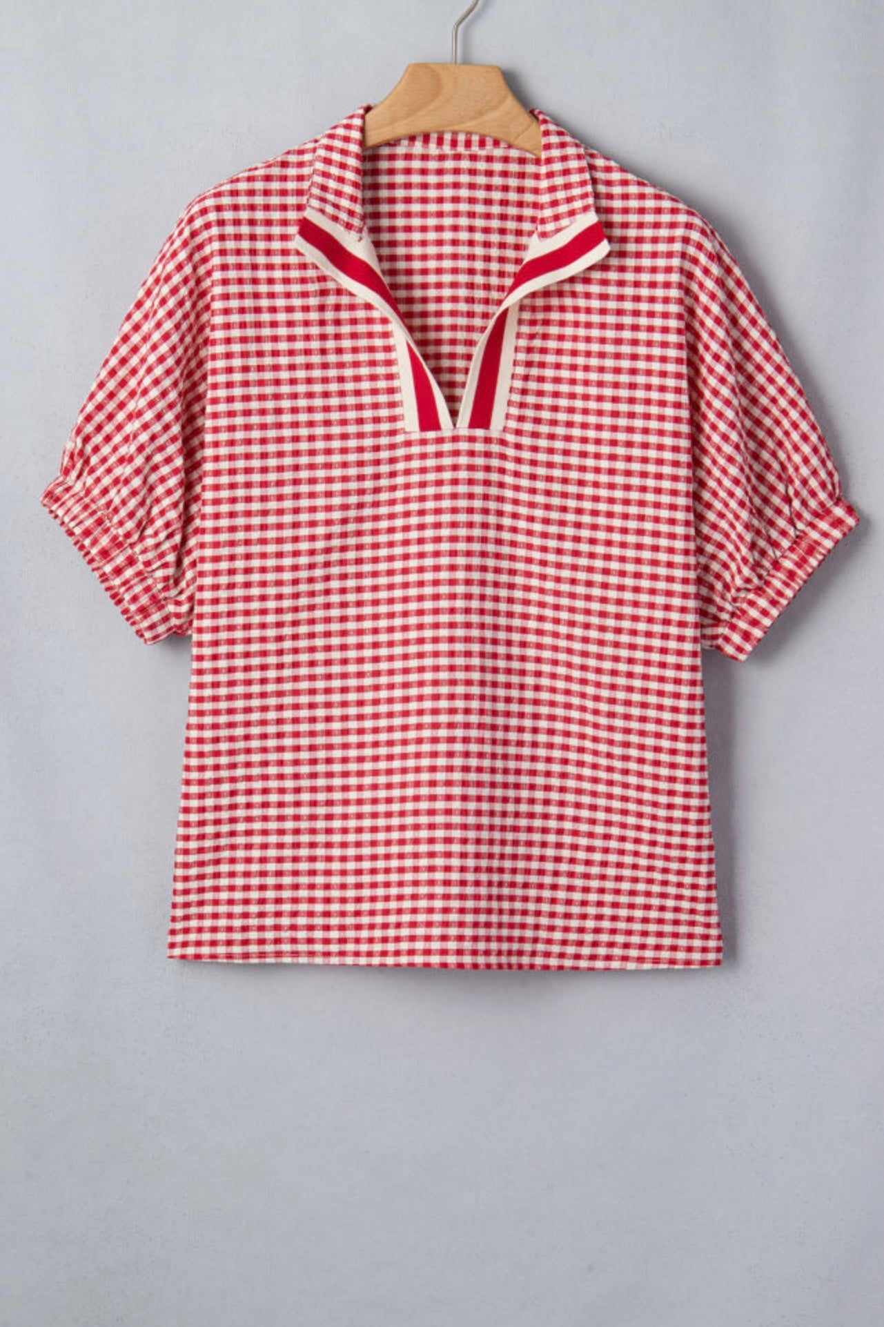 Red Plaid Gingham Blouse