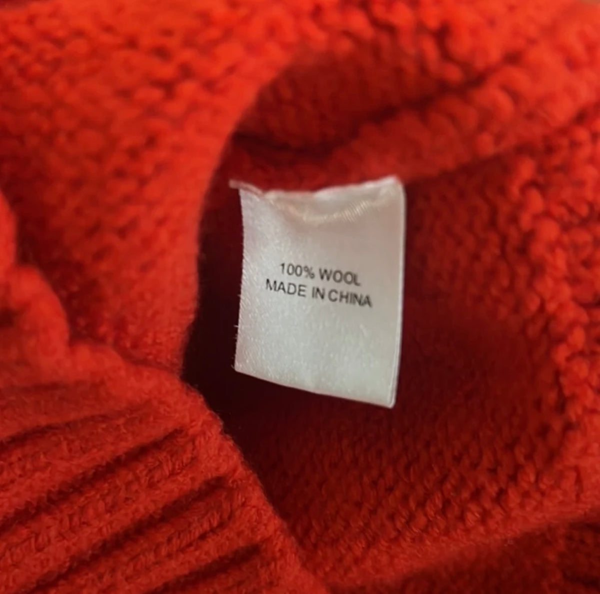Tuckernuck Poppy Red 100% Wool Chunky Turtleneck Sweater-Size XS