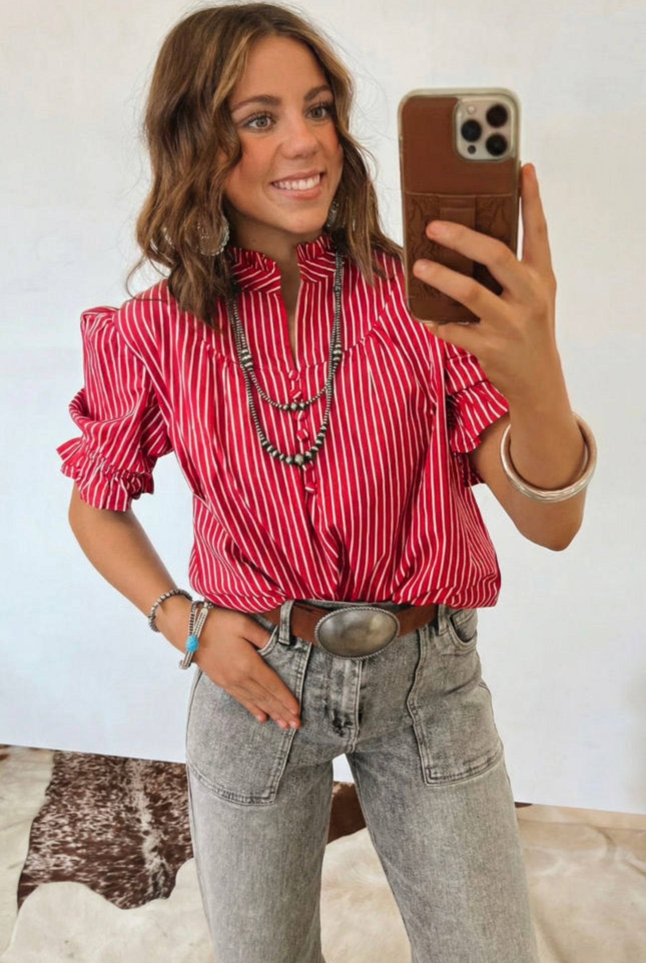 Striped Puff Sleeve Blouse