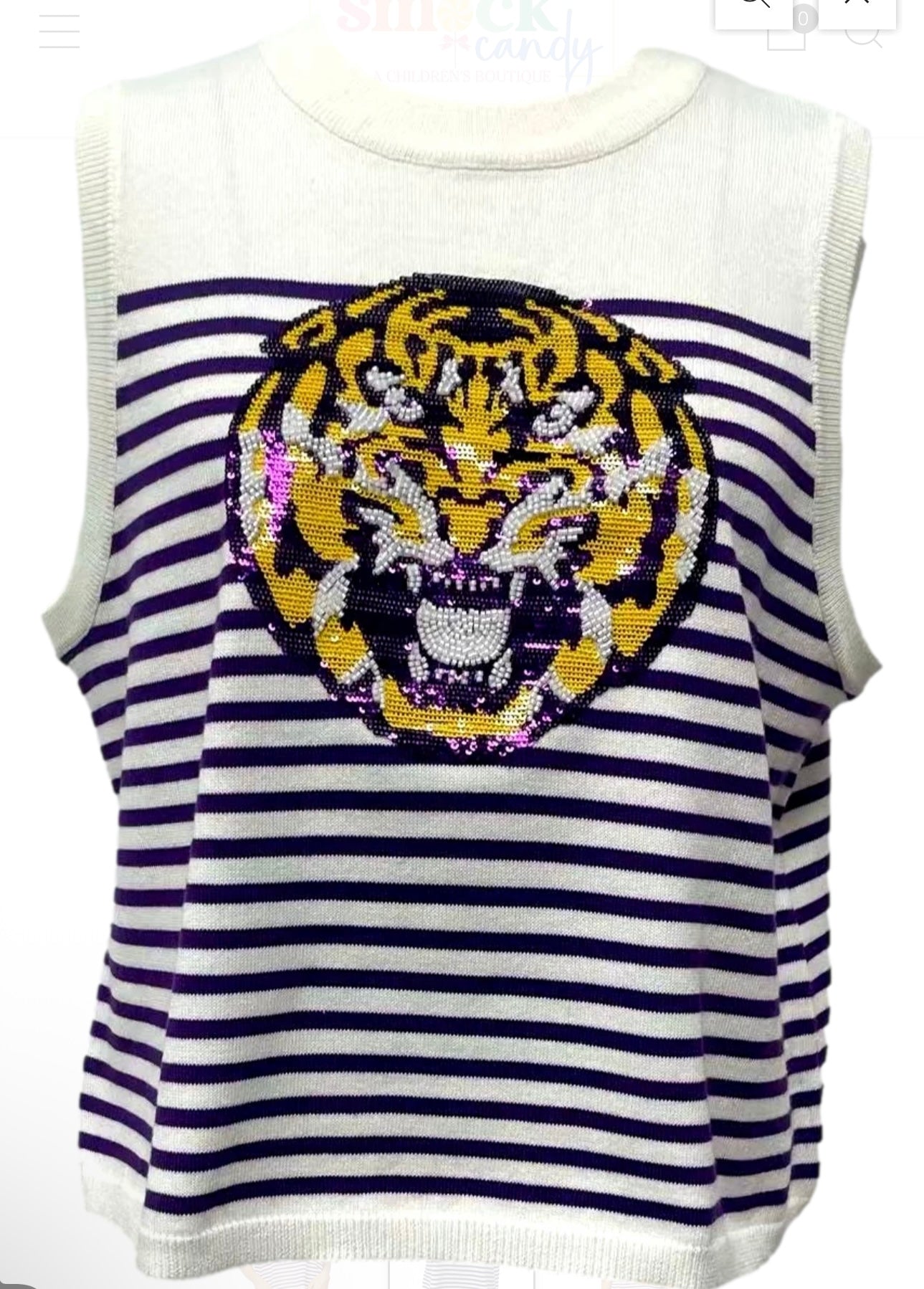 Queen of Sparkles Licensed LSU Mascot Striped Knit Tank