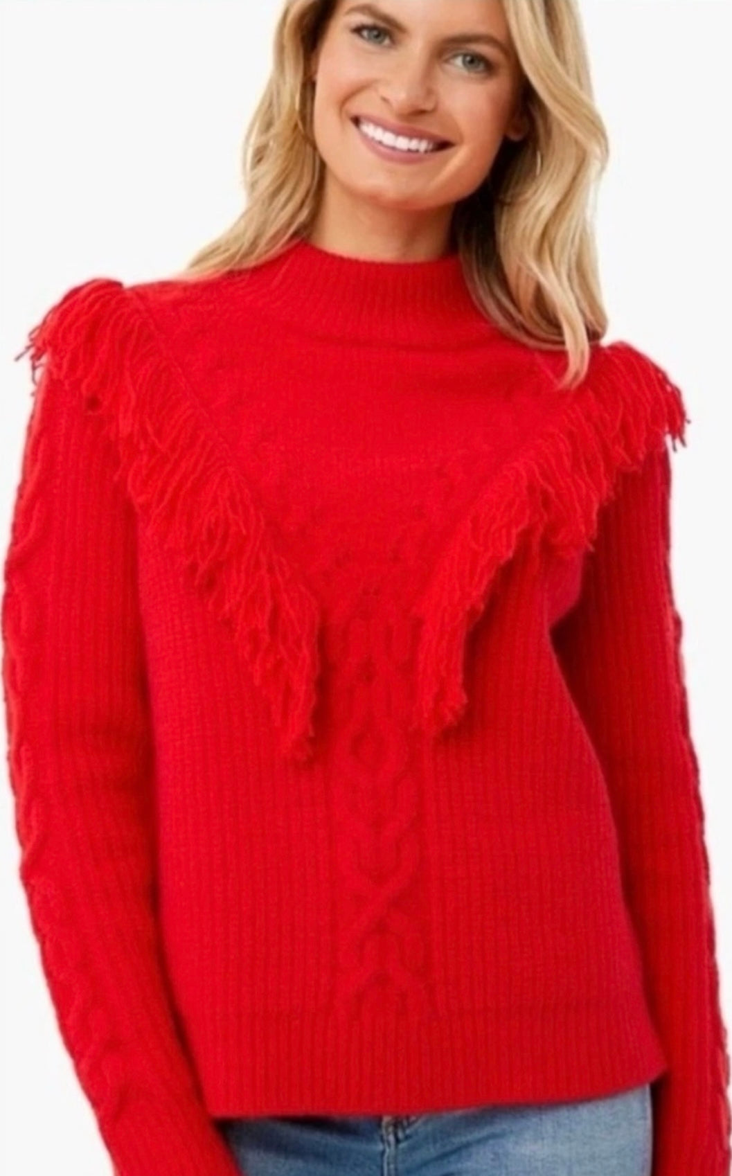 Tuckernuck Red Caswell Wool Blend Cable Knit Sweater-Size XS