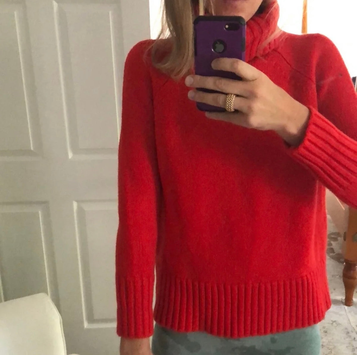 Tuckernuck Poppy Red 100% Wool Chunky Turtleneck Sweater-Size XS