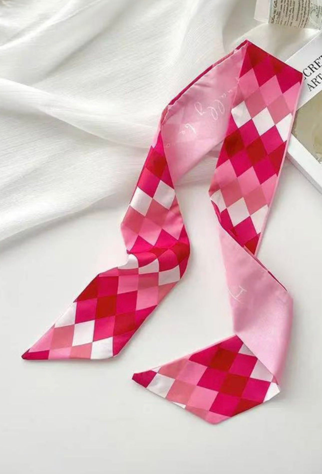 Pink & Red Twilly Scarf