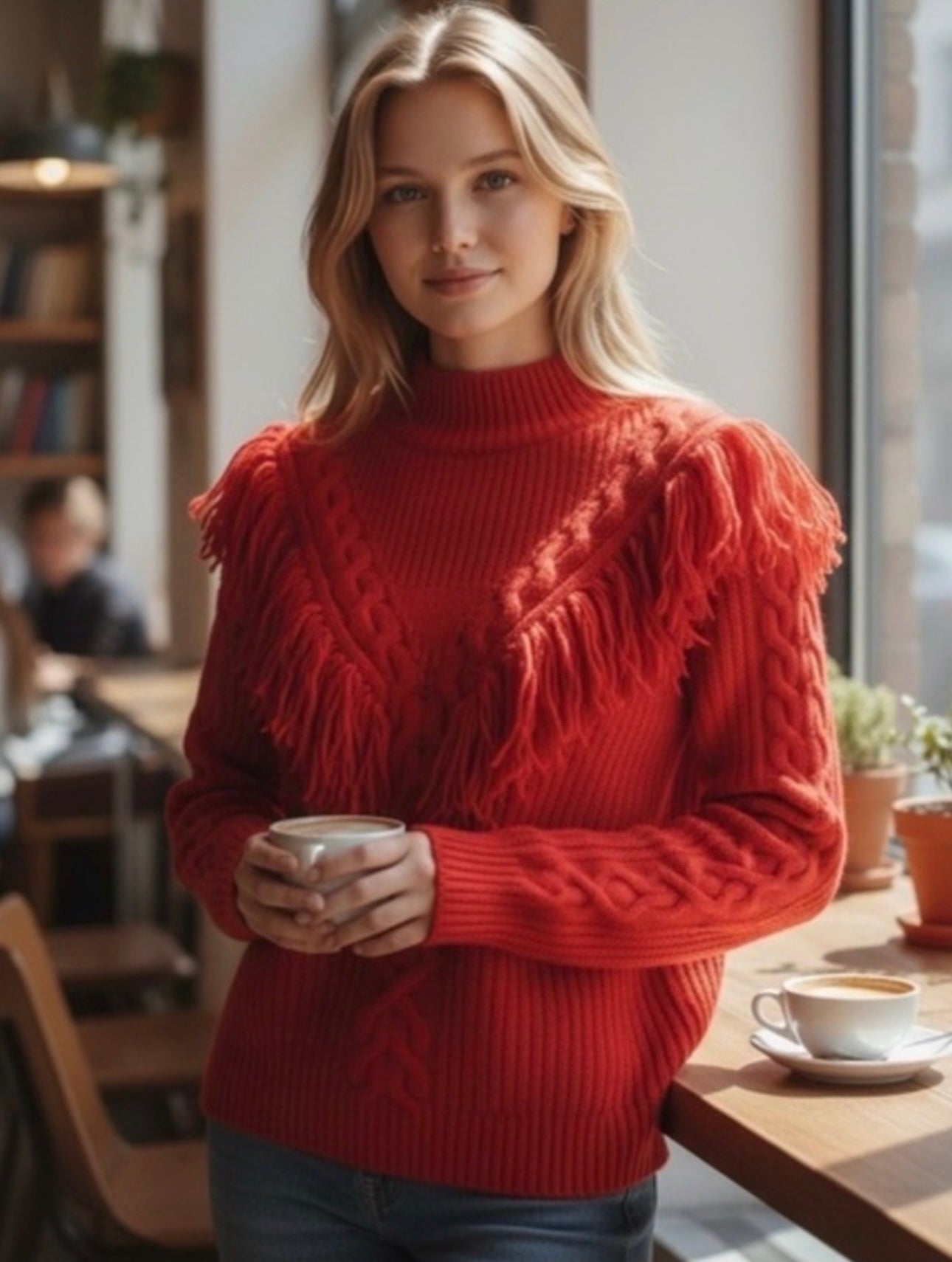Tuckernuck Red Caswell Wool Blend Cable Knit Sweater-Size XS