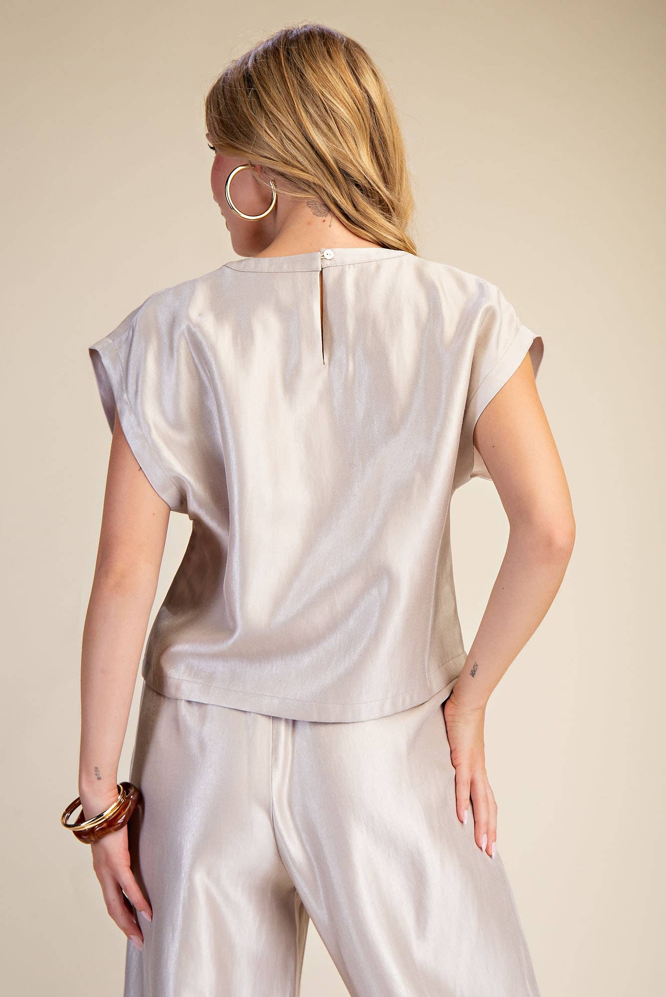 Champagne High Waist Wide Pants Set