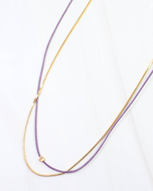 Paula Cord and Chain Layered LSU Necklace