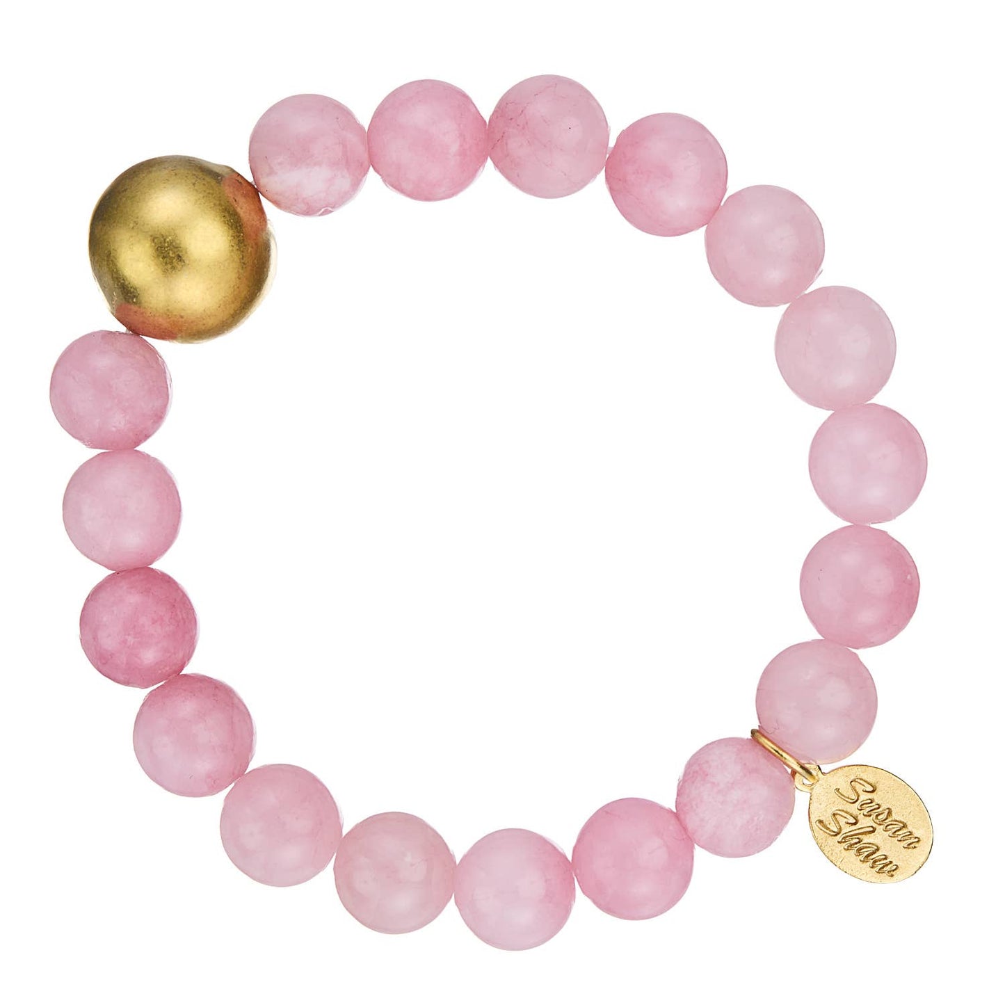 Susan Shaw Pink Jade Stretch Bracelet