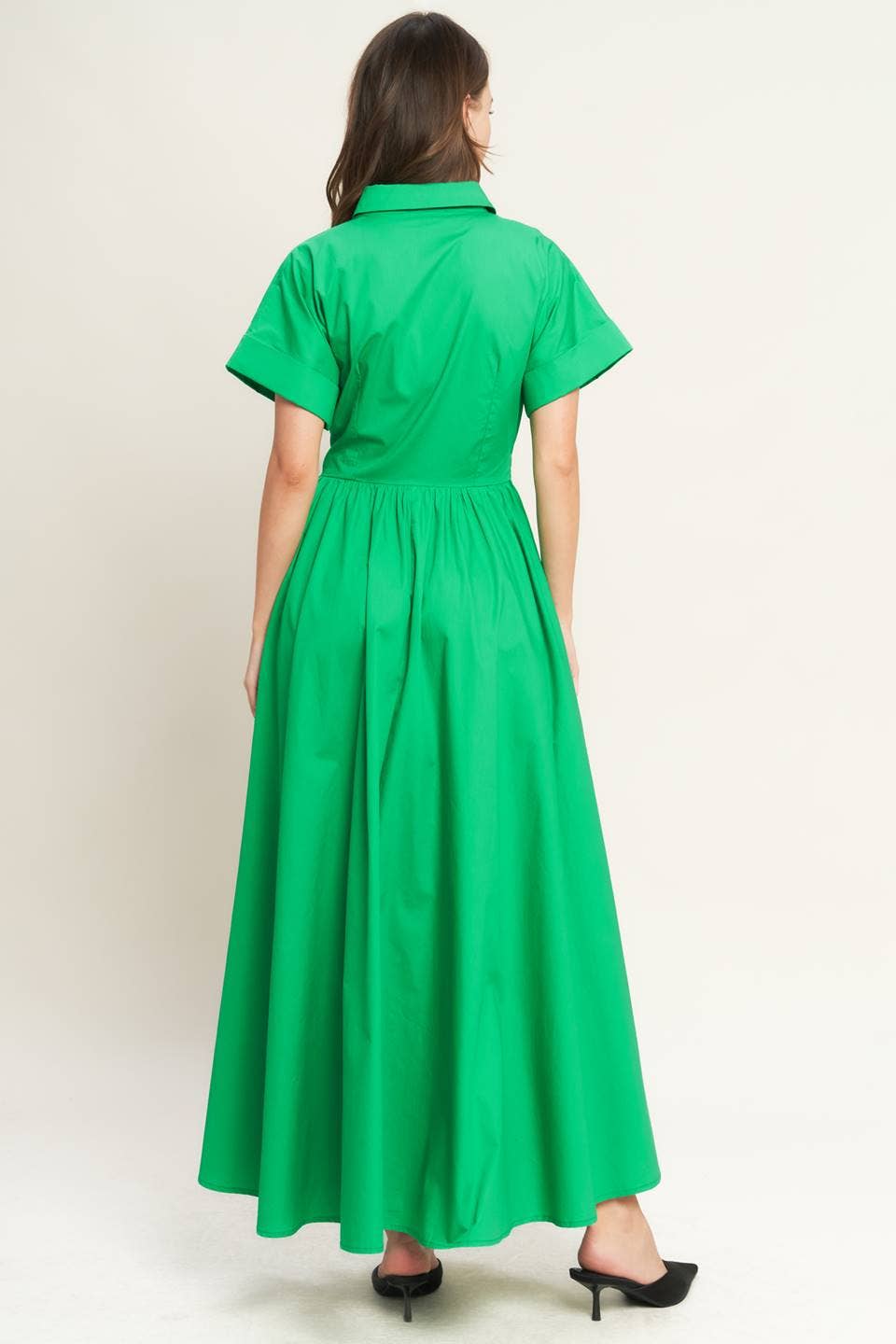 Green Tie Bow Waist Midi Dress