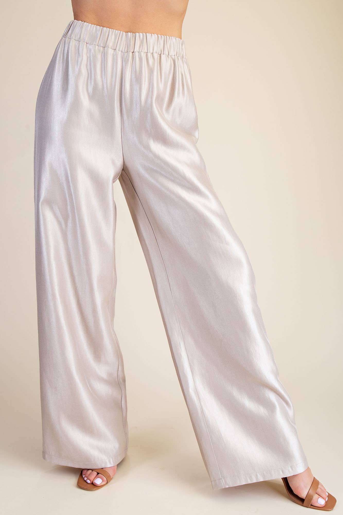 Champagne High Waist Wide Pants Set