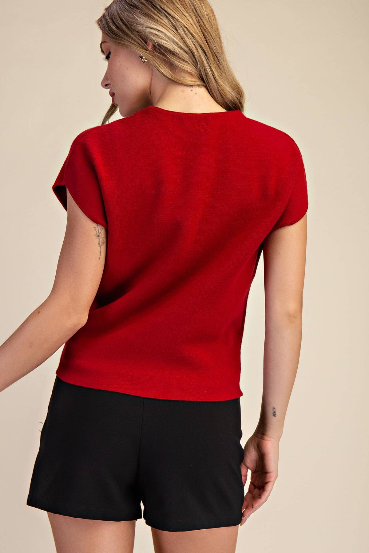 Black Dropped Shoulder Heart Button Detail Sweater
