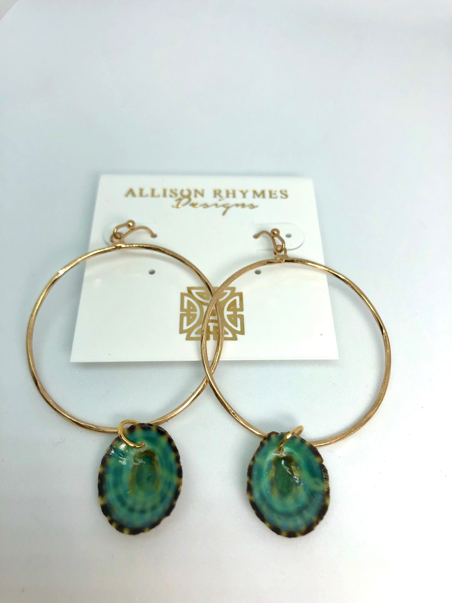 Gold Round Potter Hoop Earrings