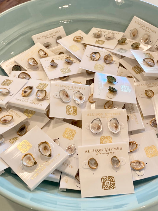 Gold Oyster Stud Earrings