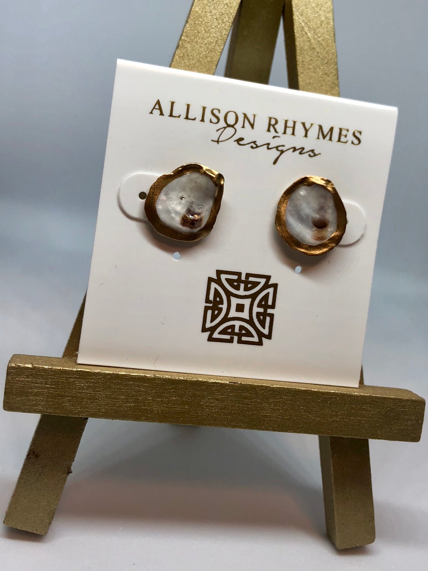 Gold Oyster Stud Earrings